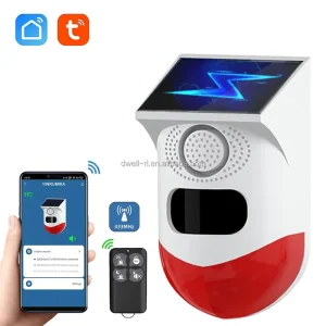 WiFi Solar Alarm Motion Detector with Sound Outdoor Motion Sensor 120db Strobe Light