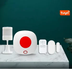 WiFi Tuya Alarm System Kit Strobe Siren SOS Panic Button ABS Material Vibration Sensor Doorbell Sound 100 200m Detection Range