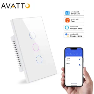 WiFi US Standard Glass Touch Light Wall Smart Switch Support App Remote Control