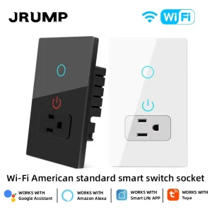 WiFi US Standard Smart Switch&Socket Glass Touch Panel with Voice Control App Remote Chontrol