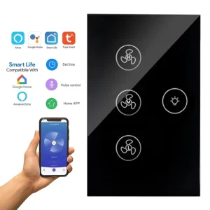 WiFi Wall Fan Light Touch LED Indicator Switches 240V Glass Panel Smart Life App Voice Control 10A Smart Home System US AU Type