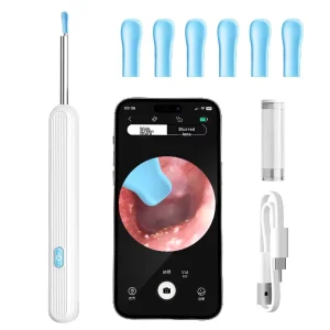 WiFi Wireless Visual Otoscope Camera Smart Ear Scoop Cleaning Kit Portable Earwax Removal Tool 6 LED Lights <1H Charging