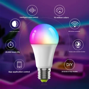 WiFi Smart Light Bulb with Voice Control, Crystal DIY, RGB Dimmable Color, Dual-Mode, for Garden Use