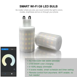 WiFi Smart G9 LED Bulb, 6W Dimmable, 2700K–6500K, Smart Life App Control