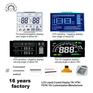 Wide Angle Segment LCD VA Display with Custom Connection for Washer Purifier Smart Home Appliance Low Power