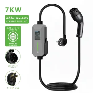Wide Compatibility for Tesla Model 3 Y Ford Chevy J1772 Type 1 Level 2 EVSE NEMA 14-50 Plug Electric 32A Portable EV Charger