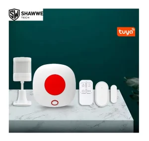 Wifi Alarm System Kit with Strobe Siren SOS Panic Button ABS Material App Remote Control Vibration Sensor