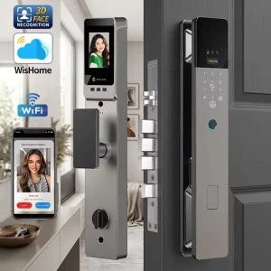 Wifi Camera Doorbell Remote Unlock Biometric Face Finger Door Lock Smart Digital Key Card Lock