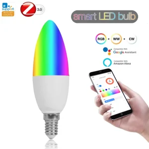 Smart WiFi Zigbee LED E27/E14/GU10 Candle Bulb, Dimmable RGBCW Smart Home Light, Ewelink App, Compatible with Alexa, Google Home, and Yandex