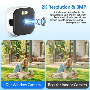 Window Mount WiFi Security Camera Plug-in Power 3MP HD Full Color Night Vision Two-Way Audio Indoor Home Surveillance Camera