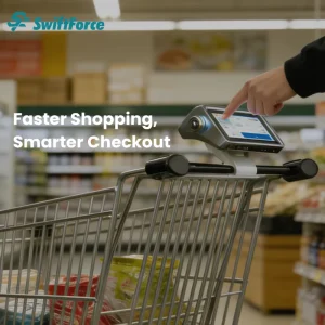Windows AI Smart Shopping Cart All in One POS with Barcode Scanner Printer Wifi Touch Screen for Supermarket Self Checkout