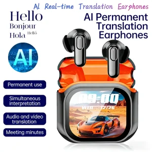 Wireless Bluetooth Earphone Smart Screen Sports In-Ear Stereo Non-Noise-Cancellation AI Translation Touch Control TWS