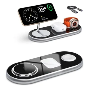 Wireless Charger 3 in 1 Desktop Foldable Magnetic Wireless Charging Station for Smart Cell Phone