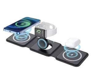 Wireless Charger 3 in 1 Magnetic Foldable Wireless Charging Station Foldable Wireless Charger for Phone Watch for Earphones