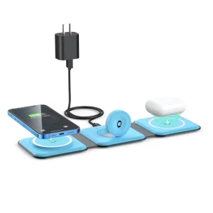 Wireless Charger 3 in 1 Magnetic Travel Wireless Charging Station Multiple Devices GaN 3 in 1 Charging Station Adapter Includes
