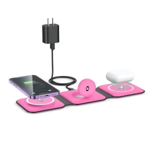 Wireless Charger 3 in 1 Magnetic Travel Wireless Charging Station Multiple Devices GaN 3 in 1 Charging Station Adapter Includes