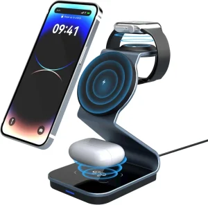 Wireless Charger 3 in 1 Wireless Charging Station Travel Wireless Charger Compatible with Smart Phone Watch