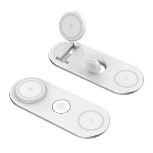 Wireless Charger Foldable Portable 3-in-1 Phone Magnetic Charger 15W Stand Adjustable Angle Smartwatch Earbuds Charging ABS