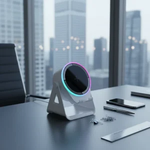 Wireless Charging Induction Speaker Phone Holder with Rotating Bracket for for for Enabled Use on Bed or Desk