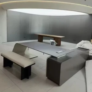 Wireless Charging L-type Smart desk Modern white home office furniture High-tech Boss Manager Executive Desk