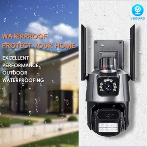 Wireless Home Security Cameras V380 Dual Lens Outdoor WiFi Camera with 2 Way Audio & Siren Waterproof