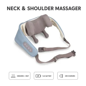 Wireless Neck Shoulder Massager Rechargeable 7.4V USB Charging Smart Kneading Massage with Heat for Neck and Shoulder