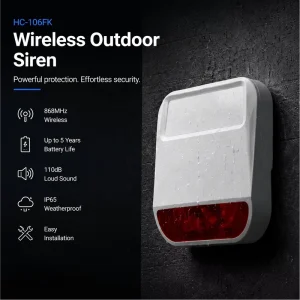 Wireless Outdoor Siren Alarm Battery Powered Security Alarm System Flashing Strobe Sounder for Home Commercial Burglar Alarm
