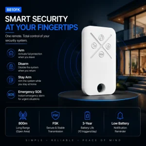 Wireless Security Alarm Remote Controller FSK 868MHz Smart Home Alarm System Key Fob Arm Disarm SOS Control
