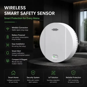 Wireless Smart Safety Sensor Home Security Detector IoT Alarm Device Battery Powered Environmental Monitoring Solution