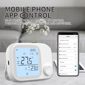 Wireless Smart Thermostat 7 Day Programmable Wifi Heating Thermostat Works with Alexa Google Home Battery USB Dual Power Supply