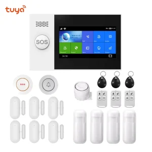 Wireless Wired Tuya Alarm System WiFi GSM 4G Smart Home Security System with PIR Door Sensor RFID Tuya App Control