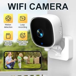 Wistino 1080P Indoor Wifi Camera Supports Night Vision 256GB Large Storage Space 360° Manual Rotation Baby Mini Camera