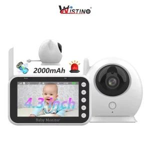 Wistino 3MP Baby Monitor 4.3inch Screen Wireless Infrared Night Vision Two Way Audio Smart WiFi Baby Camera