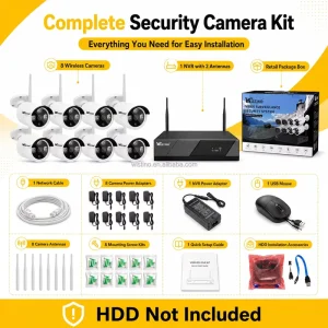 Wistino 4CH 8CH 6MP H265 Plus NVR Surveillance System Smart AI Detection Color Night Vision Audio Outdoor CCTV System