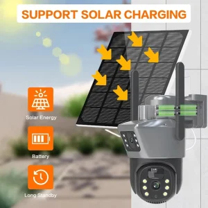 Wistino 4G Solar Security Camera 360 Degree Rotating Motion Detection Dual Lens V380pro 6MP Solar Cctv Outdoor