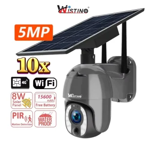Wistino 4G WIFI GSM Solar Battery CCTV Camera 5MP Ubox PTZ 10X Zoom PIR Alarm Security Outdoor Low Power Solar Camera 4G