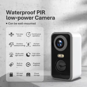 Wistino Built in Battery 5200mAh Wireless Security Camera Infrared PIR Motion Detection Two Way Audio 5MP Outdoor Wifi Camera