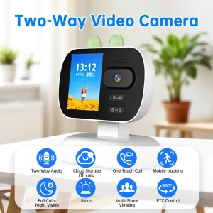 Wistino Indoor 5G WiFi Security Camera 2.8inch Screen Two Way Video Call Color Night Vision Baby Monitor for Home