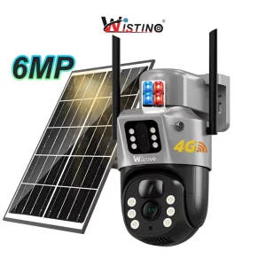 Wistino Solar Camera Outdoor Waterproof Solar 4G Camera Color Night Vision Red and Blue Light Alarm Solar Security Cameras
