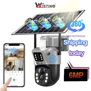 Wistino V380pro 6mp Outdoor 4g Solar Binocular Camera Auto Tracking Motion Alarm Color Night Vision Solar Ptz Camera