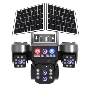 Wistino V380pro HD 9MP 10X Zoom Security Camera 360 Auto Detection Three Lens Three Screen Wifi 4G Solar Three PTZ Camera