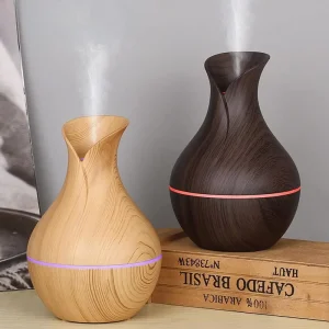 Wood Grain Humidifier USB 7 Color LED Light Cool Mist for Home Office Bedroom