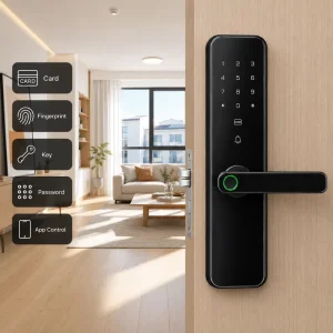 Wood & Steel Door Fingerprint Smart Keypad Door Lock with Wi-Fi & for Cloud Storage for Home Hotel Apartment