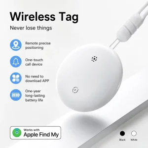 Works with Apple Find My Smart Tracker Sound Play Wireless Tag IP67 Waterproof Bluetooth Locator for Dog Cat Key Finder