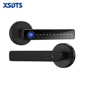 Works with Tuya Biometric Fingerprint Smart Door Lock with Cloud Storage for Wood Doors-Keyless Entry Password App Control