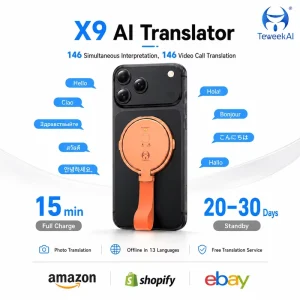 X9 AI Translator Device 146 Languages Voice Video Call Photo Offline Portable Travel Business Assistant