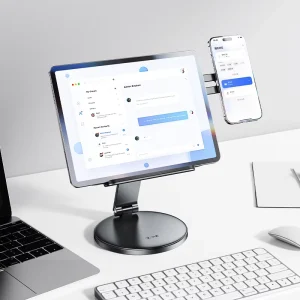 X97 2-in-1 Aluminum Alloy Phone and Tablet Stand Foldable Magnetic Clip with 360° Swivel for Office Desk