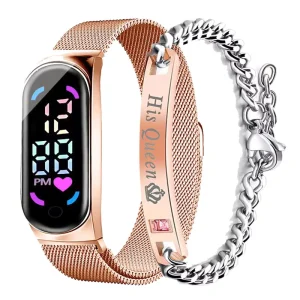 YC 001 Touchscreen Watch LED Electronic Watch Couple Watch Bracelet Set