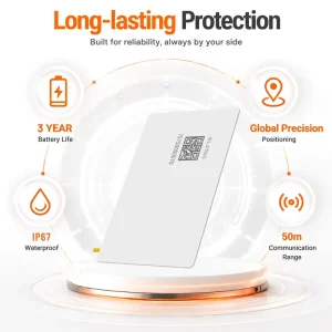 YG AT03 PE Slim Card Bluetooth Anti Lost Tag Smart Waterproof Locator for Wallets Purses Personnel & Vehicle Tracking