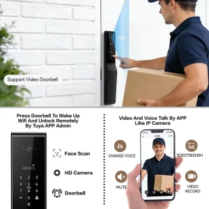 YOLOCK WiFi Electronic Smart Door Lock with Camera Fingerprint Access Remote Video Intercom Amp Unlock Cloud Data Storage Option